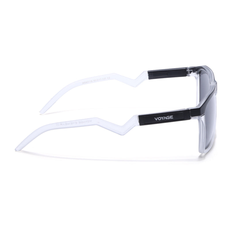 Wayfarer Polarized Sunglasses | Black Lens | Black & Transparent Frame - PMG6755