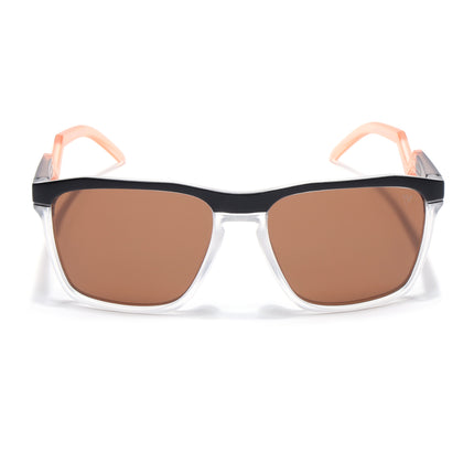 Wayfarer Polarized Sunglasses | Brown Lens | Black & Transparent Frame - PMG6756