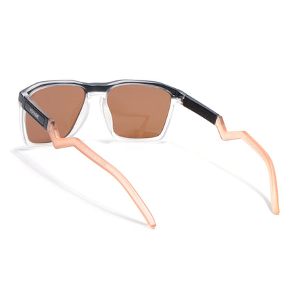 Wayfarer Polarized Sunglasses | Brown Lens | Black & Transparent Frame - PMG6756