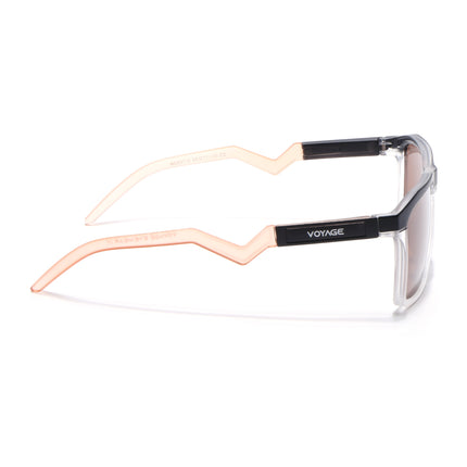 Wayfarer Polarized Sunglasses | Brown Lens | Black & Transparent Frame - PMG6756