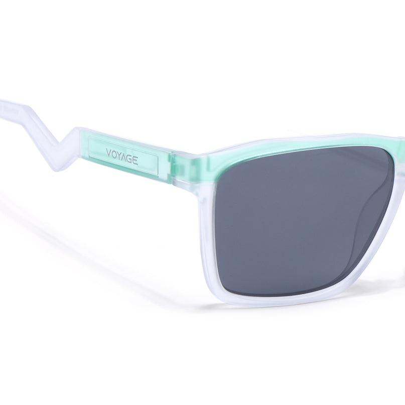 Wayfarer Polarized Sunglasses | Black Lens | Blue & Transparent Frame - PMG6757