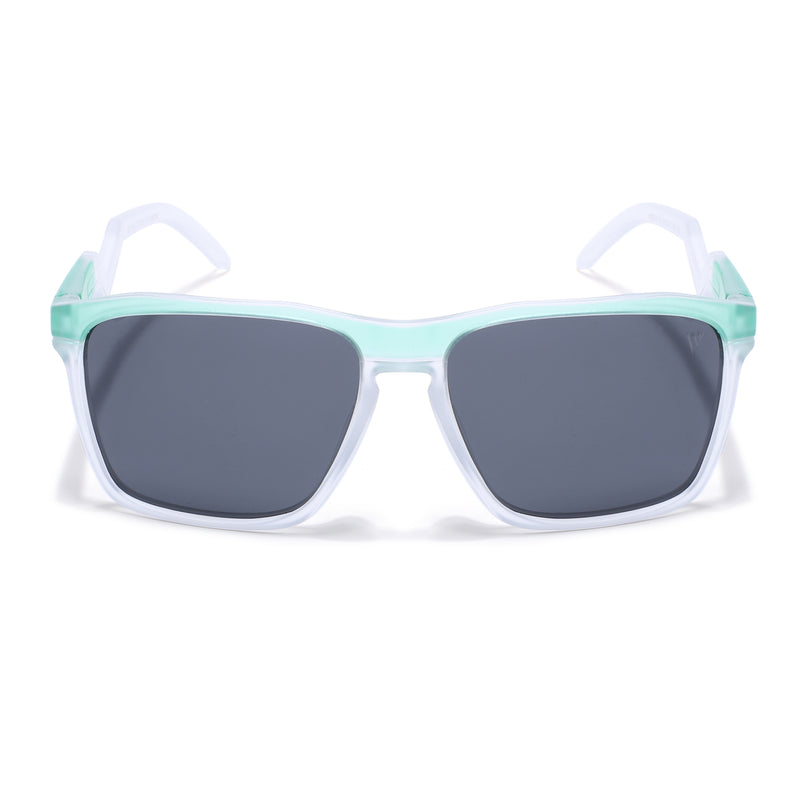 Wayfarer Polarized Sunglasses | Black Lens | Blue & Transparent Frame - PMG6757