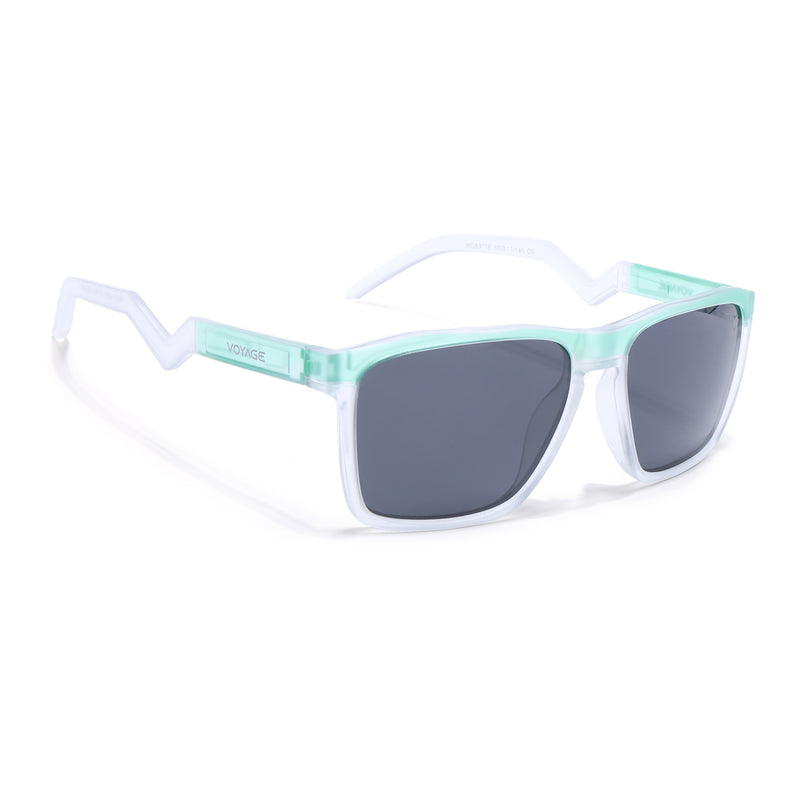 Wayfarer Polarized Sunglasses | Black Lens | Blue & Transparent Frame - PMG6757