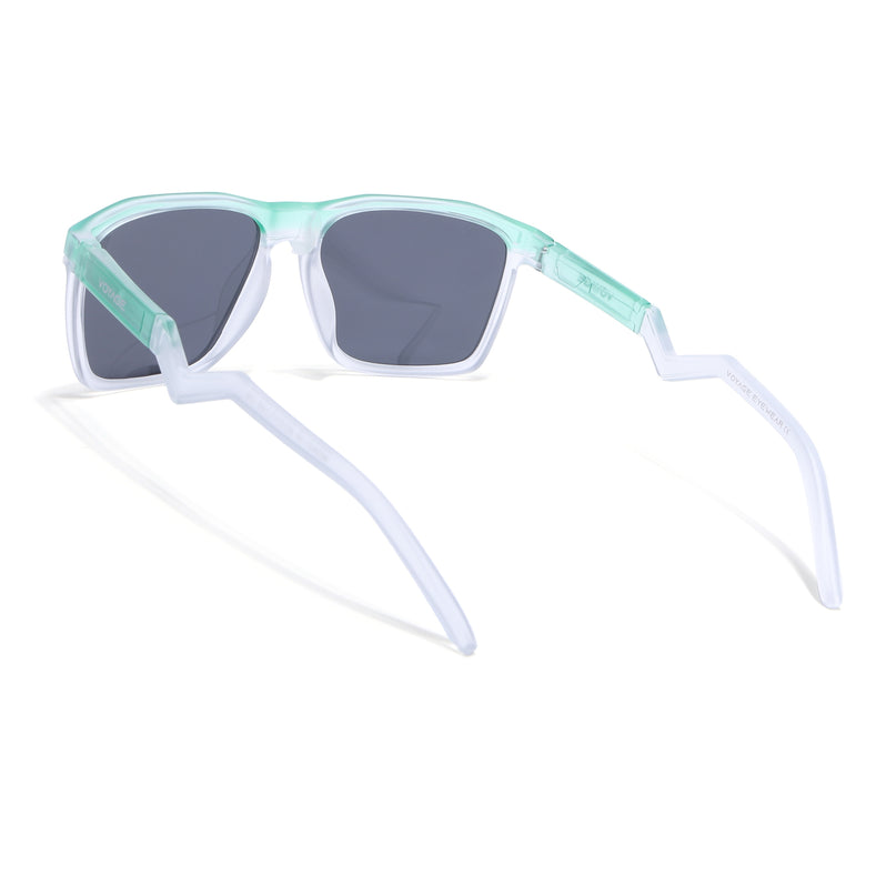 Wayfarer Polarized Sunglasses | Black Lens | Blue & Transparent Frame - PMG6757