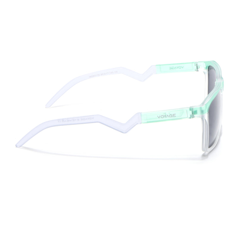 Wayfarer Polarized Sunglasses | Black Lens | Blue & Transparent Frame - PMG6757