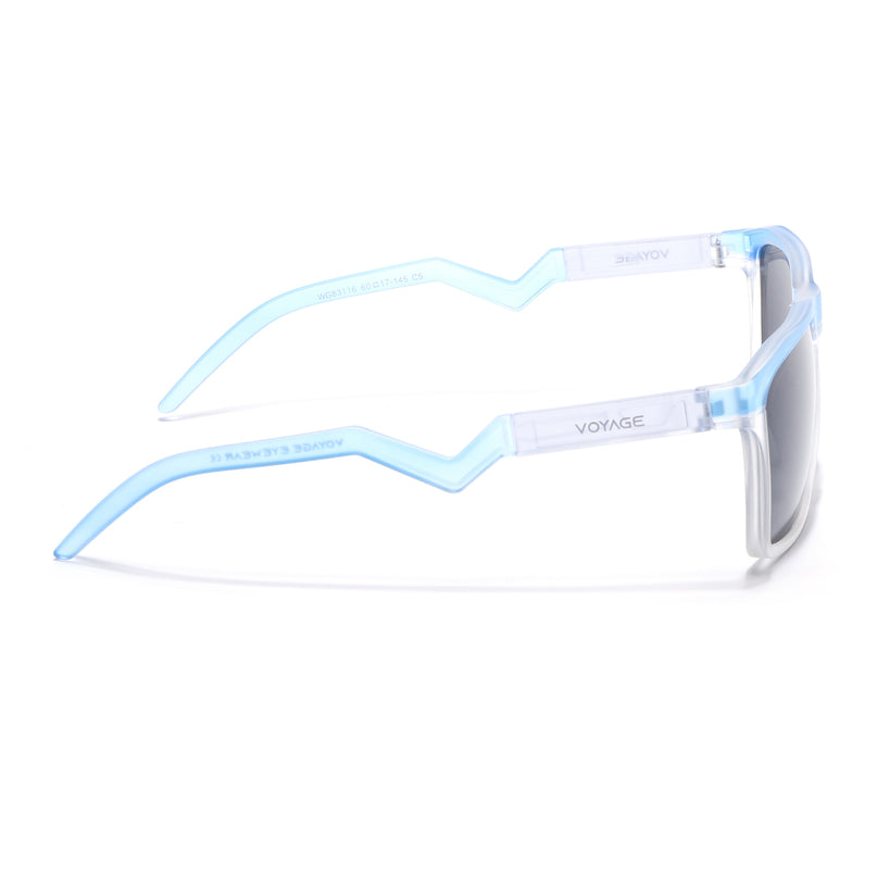 Wayfarer Polarized Sunglasses | Black Lens | Green & Transparent Frame - PMG6758