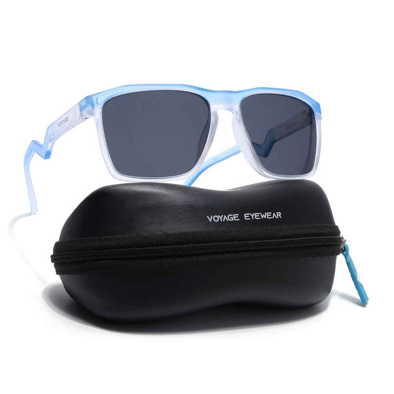 Wayfarer Polarized Sunglasses | Black Lens | Green & Transparent Frame - PMG6758