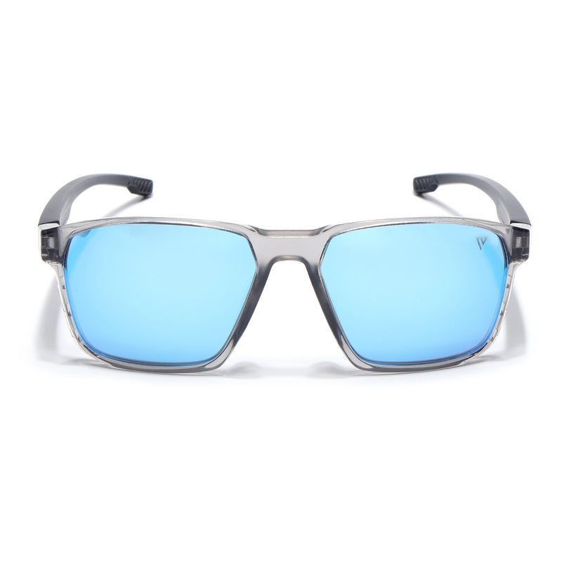Wayfarer Polarized Sunglasses | Blue Lens | Grey Frame - PMG6763