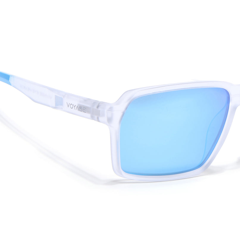 Wayfarer Polarized Sunglasses | Blue Lens | Transparent Frame - PMG6776