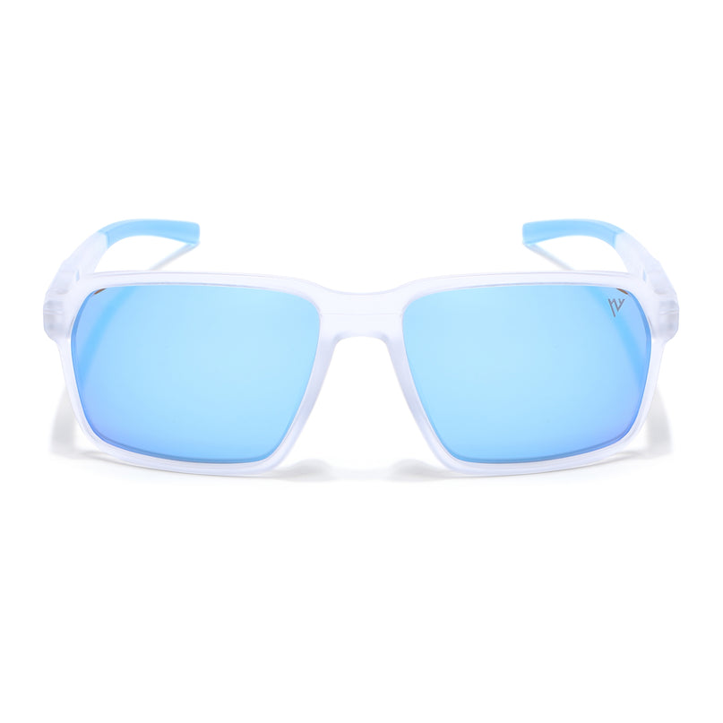 Wayfarer Polarized Sunglasses | Blue Lens | Transparent Frame - PMG6776
