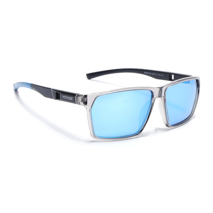Wayfarer Polarized Sunglasses | Blue Lens | Grey Frame - PMG6780