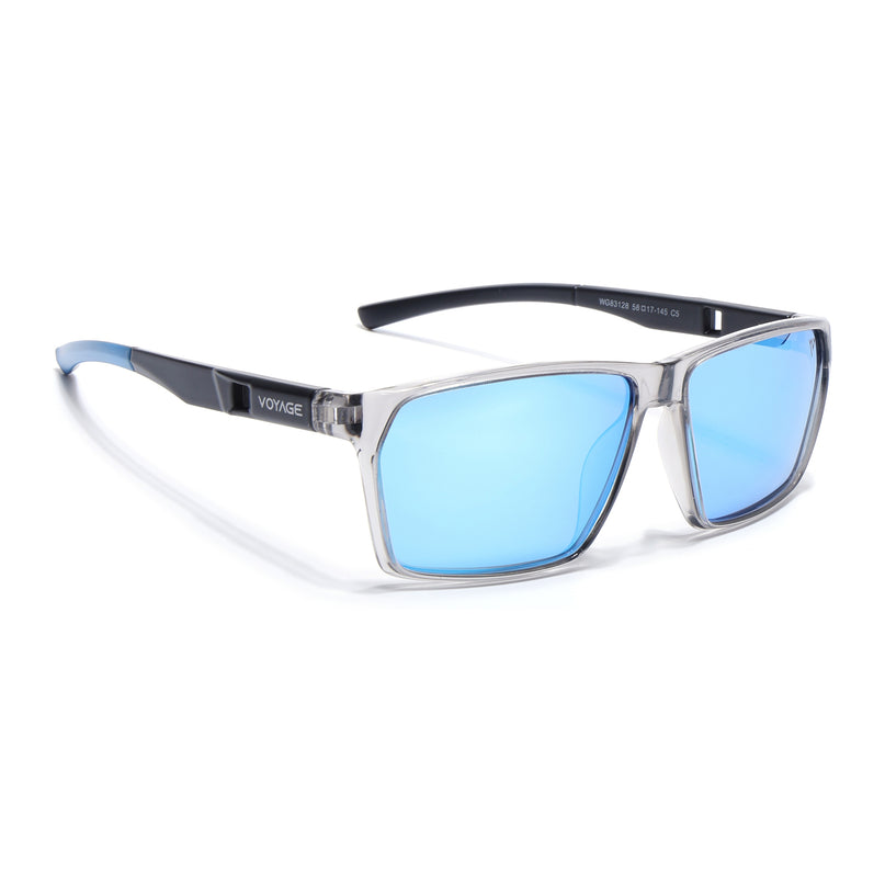 Wayfarer Polarized Sunglasses | Blue Lens | Grey Frame - PMG6780