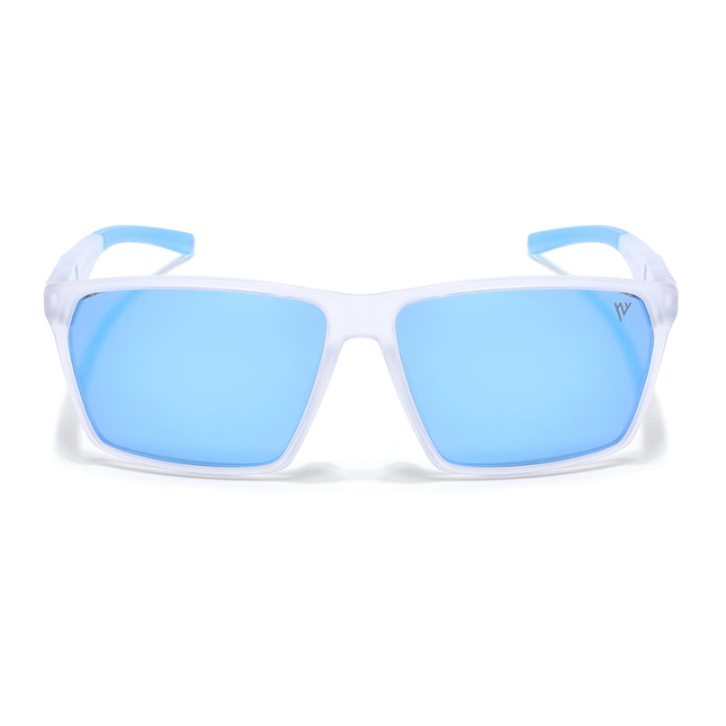 Wayfarer Polarized Sunglasses | Blue Lens | Transparent Frame - PMG6782