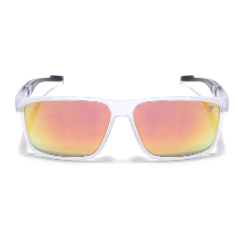 Wayfarer Polarized Sunglasses | Orange Lens | Transparent Frame - PMG6786