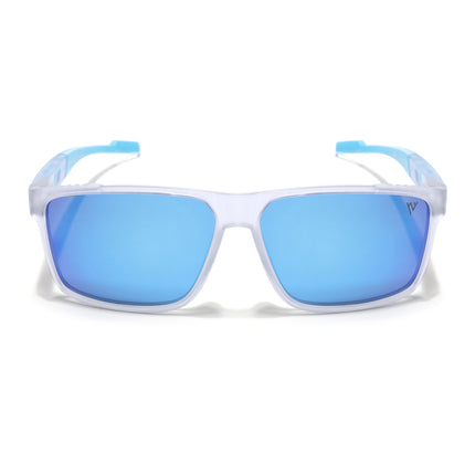 Wayfarer Polarized Sunglasses | Blue Lens | Transparent Frame - PMG6787