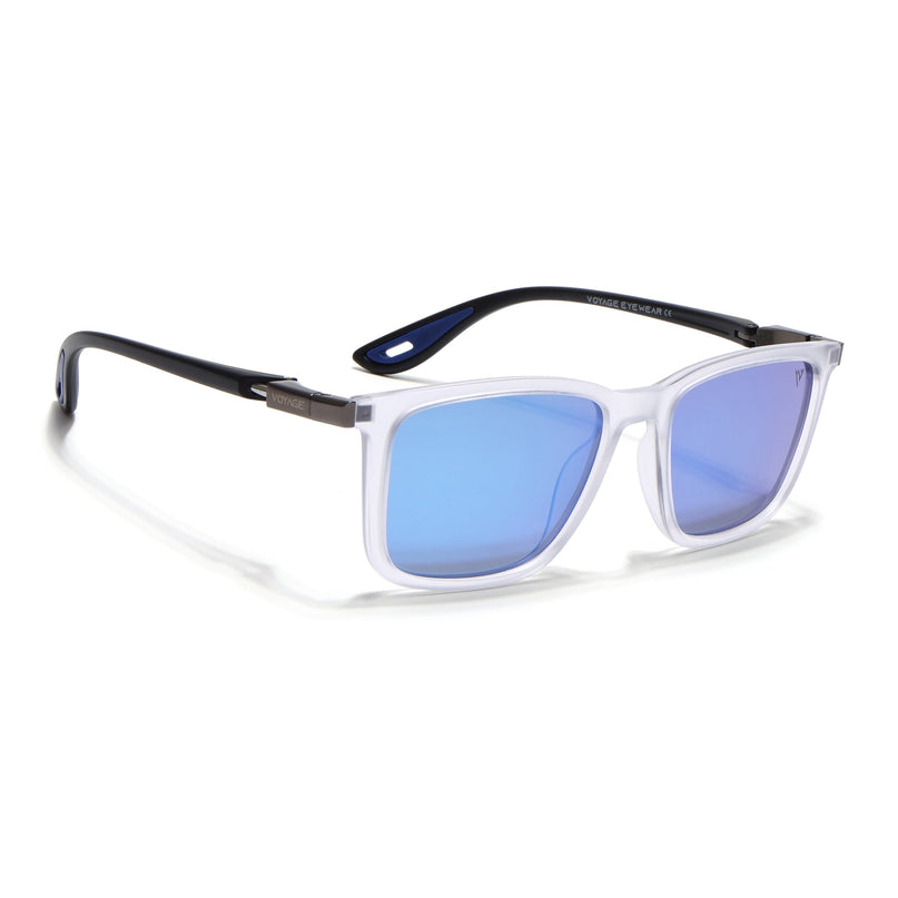 Beast | Aqua Blue Reflector Rectangle Polarized Sunglasses | PMG6667