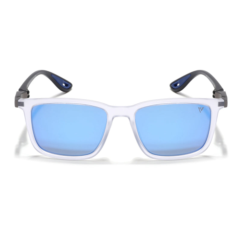Beast | Aqua Blue Reflector Rectangle Polarized Sunglasses | PMG6667