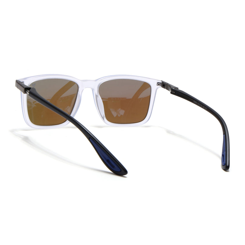 Beast | Aqua Blue Reflector Rectangle Polarized Sunglasses | PMG6667
