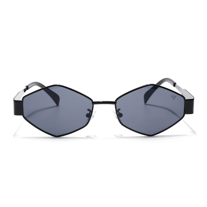 Voyage Hexagon Sunglasses for Men & Women (Black Lens | Black Frame - MG7390)