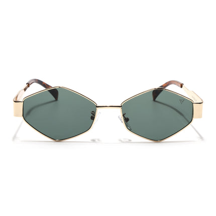 Voyage Hexagon Sunglasses for Men & Women (Green Lens | Golden Frame - MG7392)