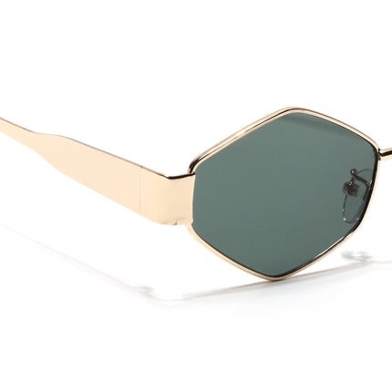 Voyage Hexagon Sunglasses for Men & Women (Green Lens | Golden Frame - MG7392)