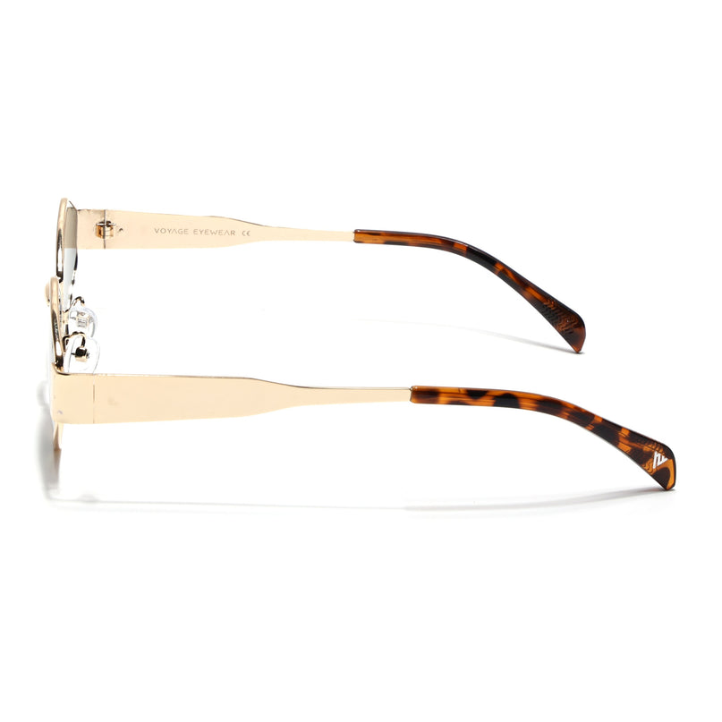 Voyage Hexagon Sunglasses for Men & Women (Green Lens | Golden Frame - MG7392)