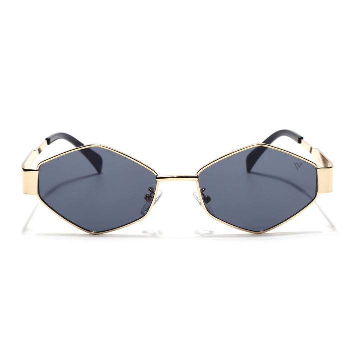 Voyage Hexagon Sunglasses for Men & Women (Black Lens | Golden Frame - MG7393)