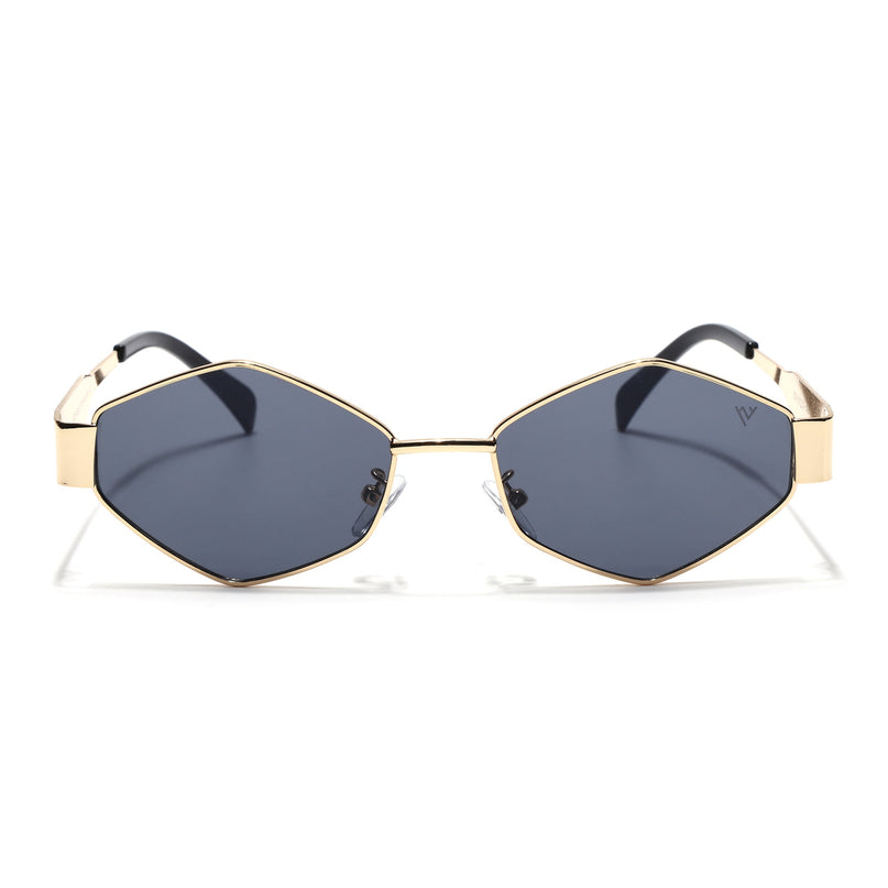 Voyage Hexagon Sunglasses for Men & Women (Black Lens | Golden Frame - MG7393)