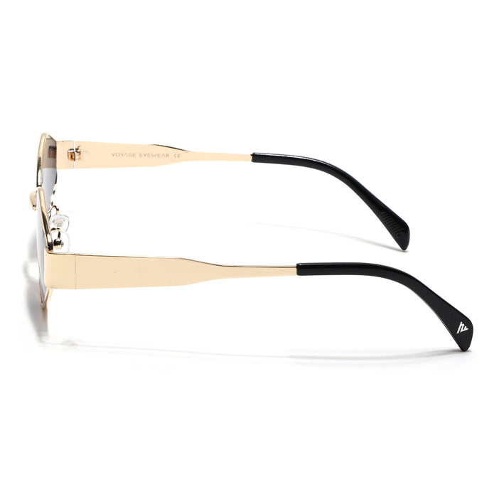 Voyage Hexagon Sunglasses for Men & Women (Black Lens | Golden Frame - MG7393)