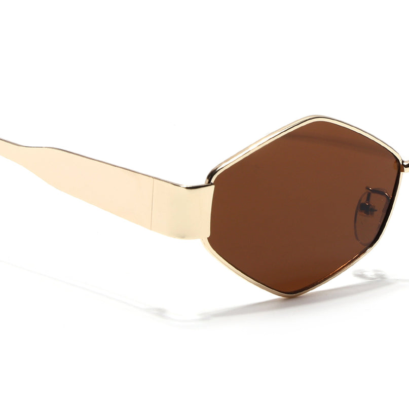 Voyage Hexagon Sunglasses for Men & Women (Brown Lens | Golden Frame - MG7394)