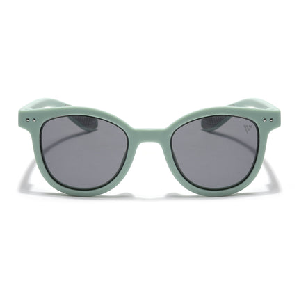 Foldable Round Polarized Sunglasses for Kids -6 yrs To 12 yrs (Black Lens | Parrot Green Frame - PMG5910)