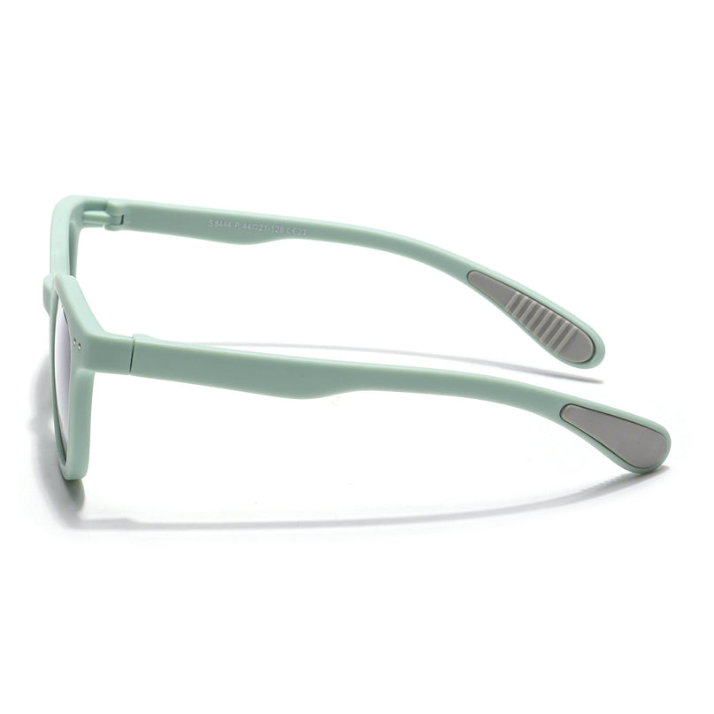 Foldable Round Polarized Sunglasses for Kids -6 yrs To 12 yrs (Black Lens | Parrot Green Frame - PMG5910)