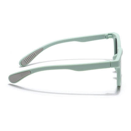 Foldable Round Polarized Sunglasses for Kids -6 yrs To 12 yrs (Black Lens | Parrot Green Frame - PMG5910)