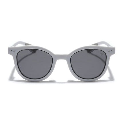 Foldable Round Polarized Sunglasses for Kids -6 yrs To 12 yrs (Black Lens | White Frame - PMG5911)
