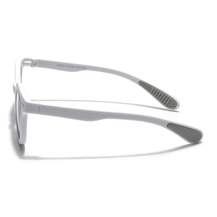 Foldable Round Polarized Sunglasses for Kids -6 yrs To 12 yrs (Black Lens | White Frame - PMG5911)