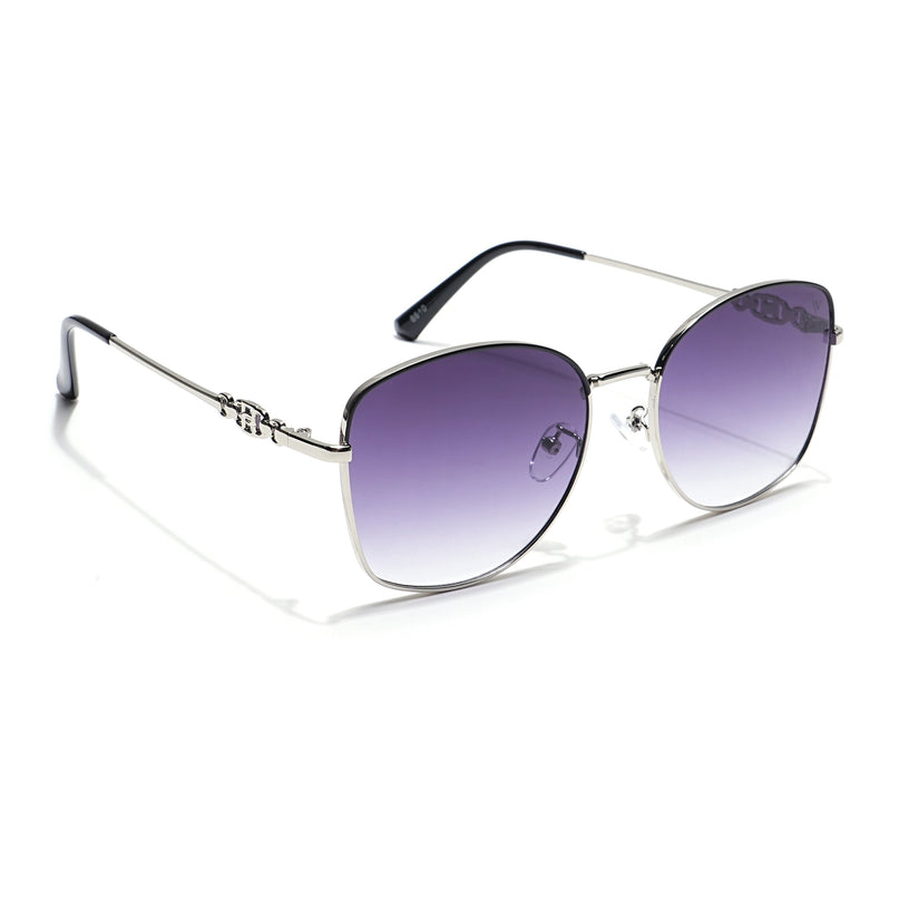 Oversize Sunglasses (Grey & Clear Lens | Silver Frame - MG6034)