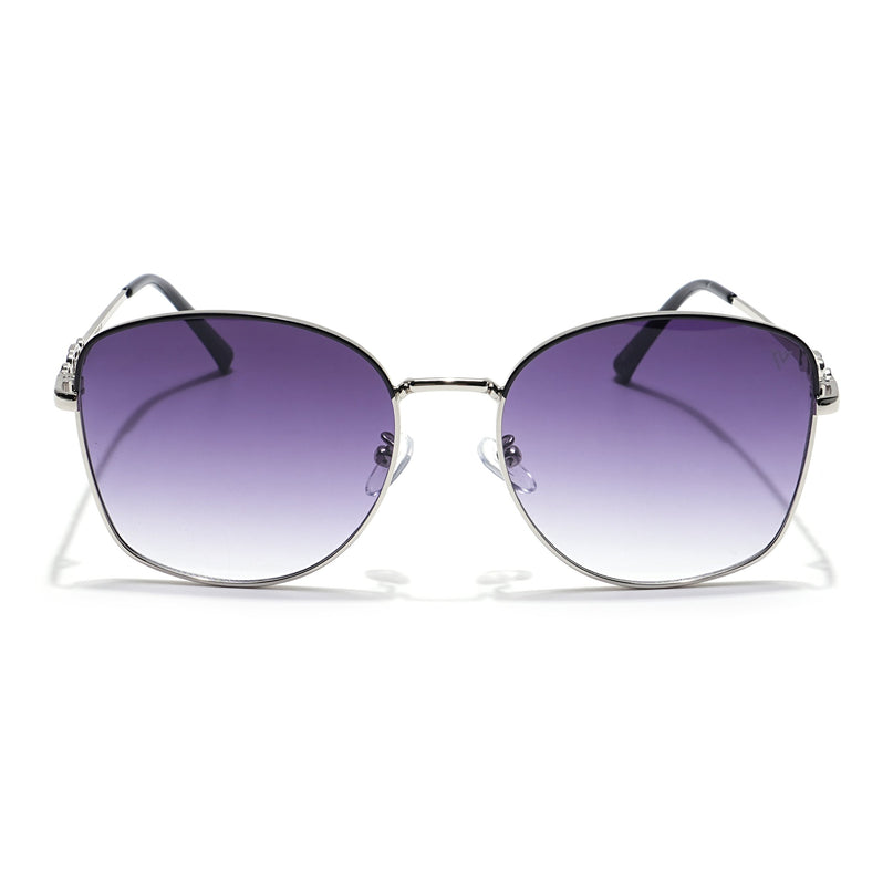 Oversize Sunglasses (Grey & Clear Lens | Silver Frame - MG6034)