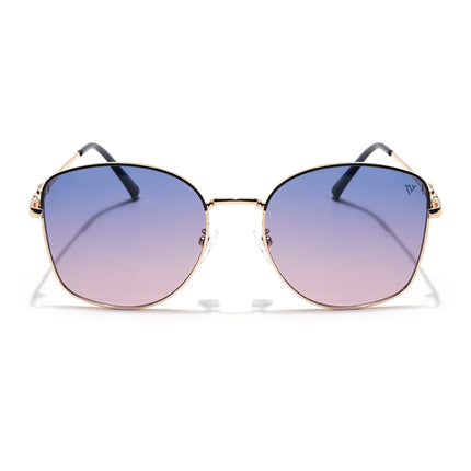 Oversize Sunglasses (Grey & Pink Lens | Golden Frame - MG6036)
