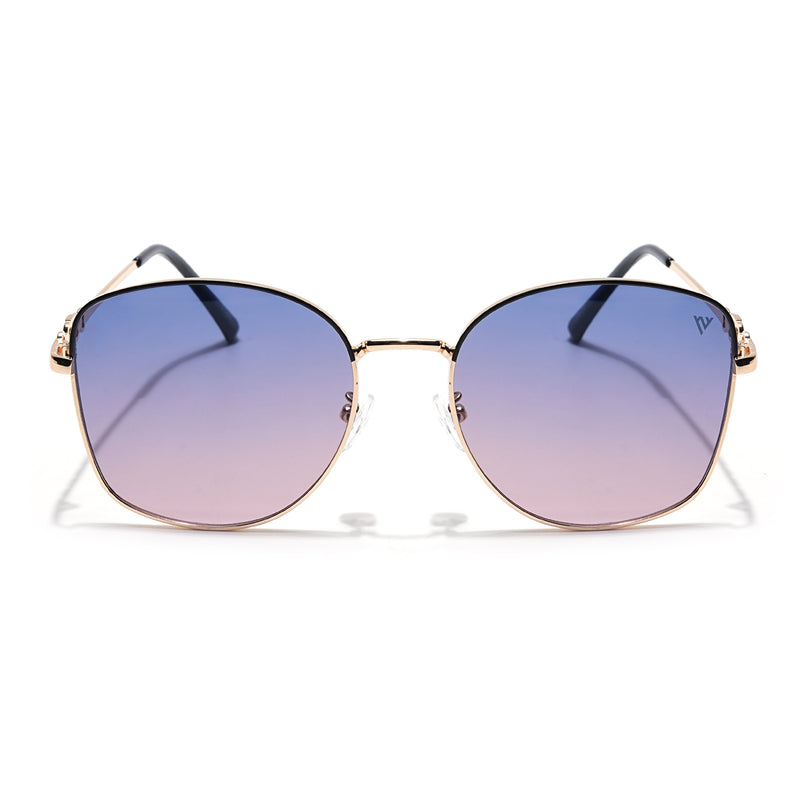 Oversize Sunglasses (Grey & Pink Lens | Golden Frame - MG6036)
