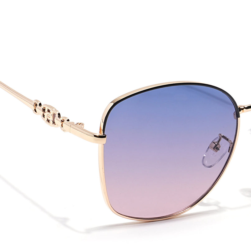 Oversize Sunglasses (Grey & Pink Lens | Golden Frame - MG6036)