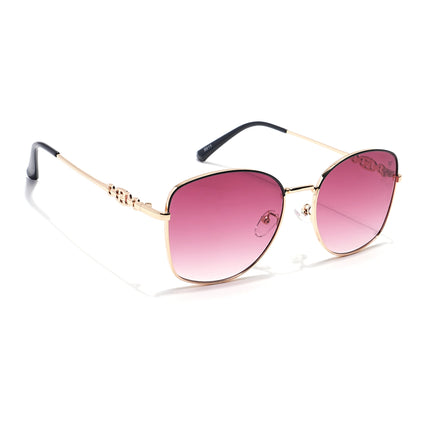 Oversize Sunglasses (Red & Clear Lens | Golden Frame - MG6038)