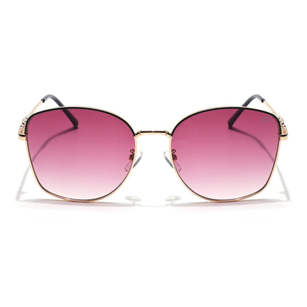 Oversize Sunglasses (Red & Clear Lens | Golden Frame - MG6038)