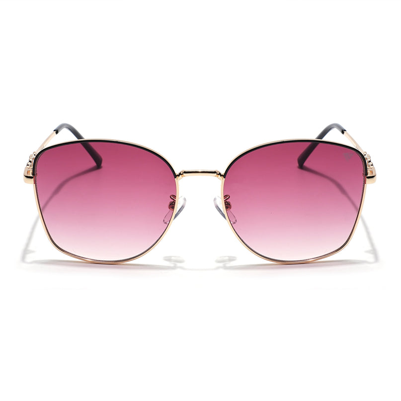 Oversize Sunglasses (Red & Clear Lens | Golden Frame - MG6038)