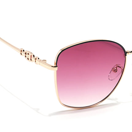 Oversize Sunglasses (Red & Clear Lens | Golden Frame - MG6038)