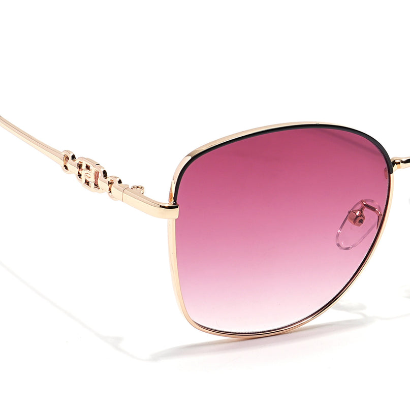 Oversize Sunglasses (Red & Clear Lens | Golden Frame - MG6038)