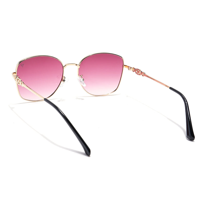 Oversize Sunglasses (Red & Clear Lens | Golden Frame - MG6038)