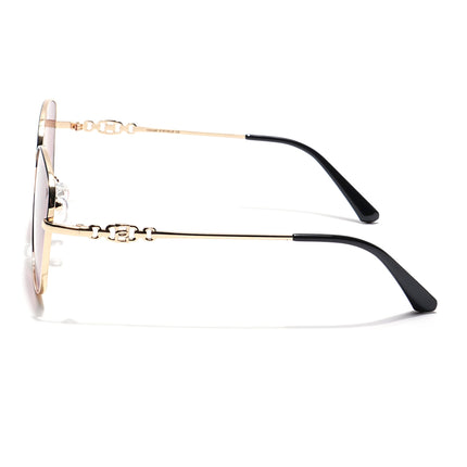 Oversize Sunglasses (Red & Clear Lens | Golden Frame - MG6038)