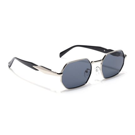 Voyage Rectangle Sunglasses for Men & Women (Grey Lens | Silver Frame - MG7386)