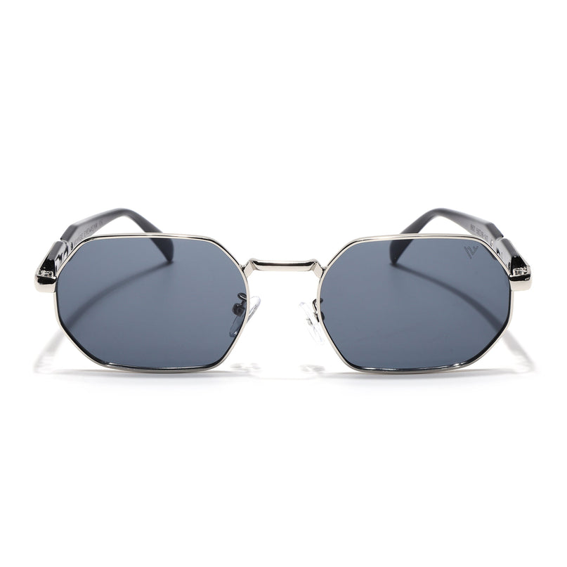 Voyage Rectangle Sunglasses for Men & Women (Grey Lens | Silver Frame - MG7386)