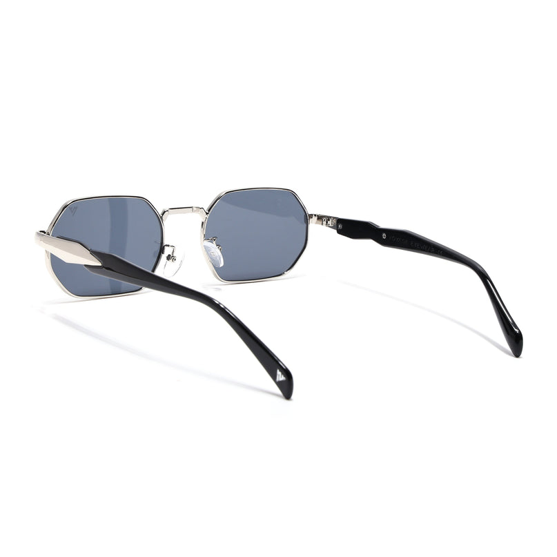 Voyage Rectangle Sunglasses for Men & Women (Grey Lens | Silver Frame - MG7386)